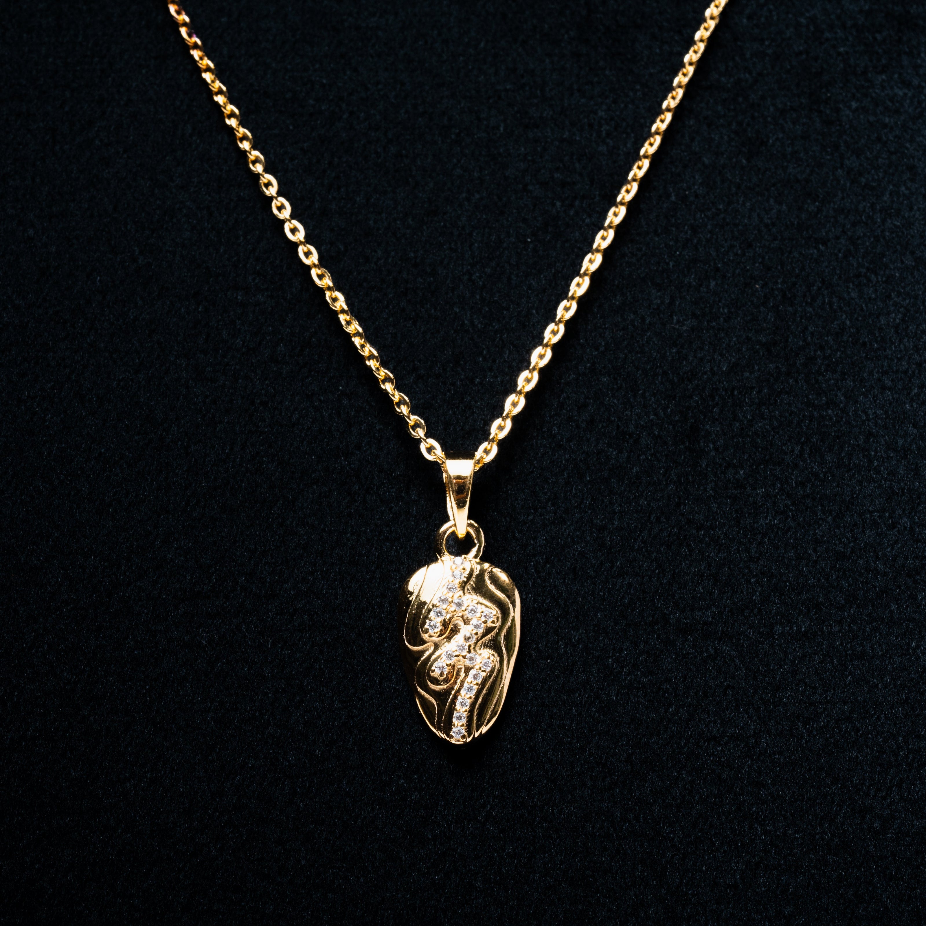 Gold-Plated 925 Sterling Silver Seahorse Pendant Necklace with Stones