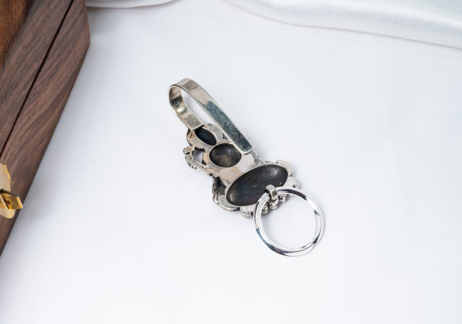 Goddess Lakshmi 925 Sterling Silver Keychain – Antique Temple Design