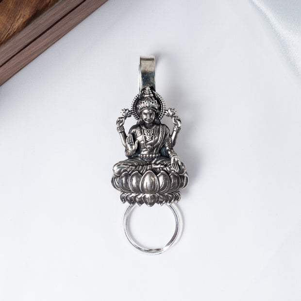 Goddess Lakshmi 925 Sterling Silver Keychain – Antique Temple Design