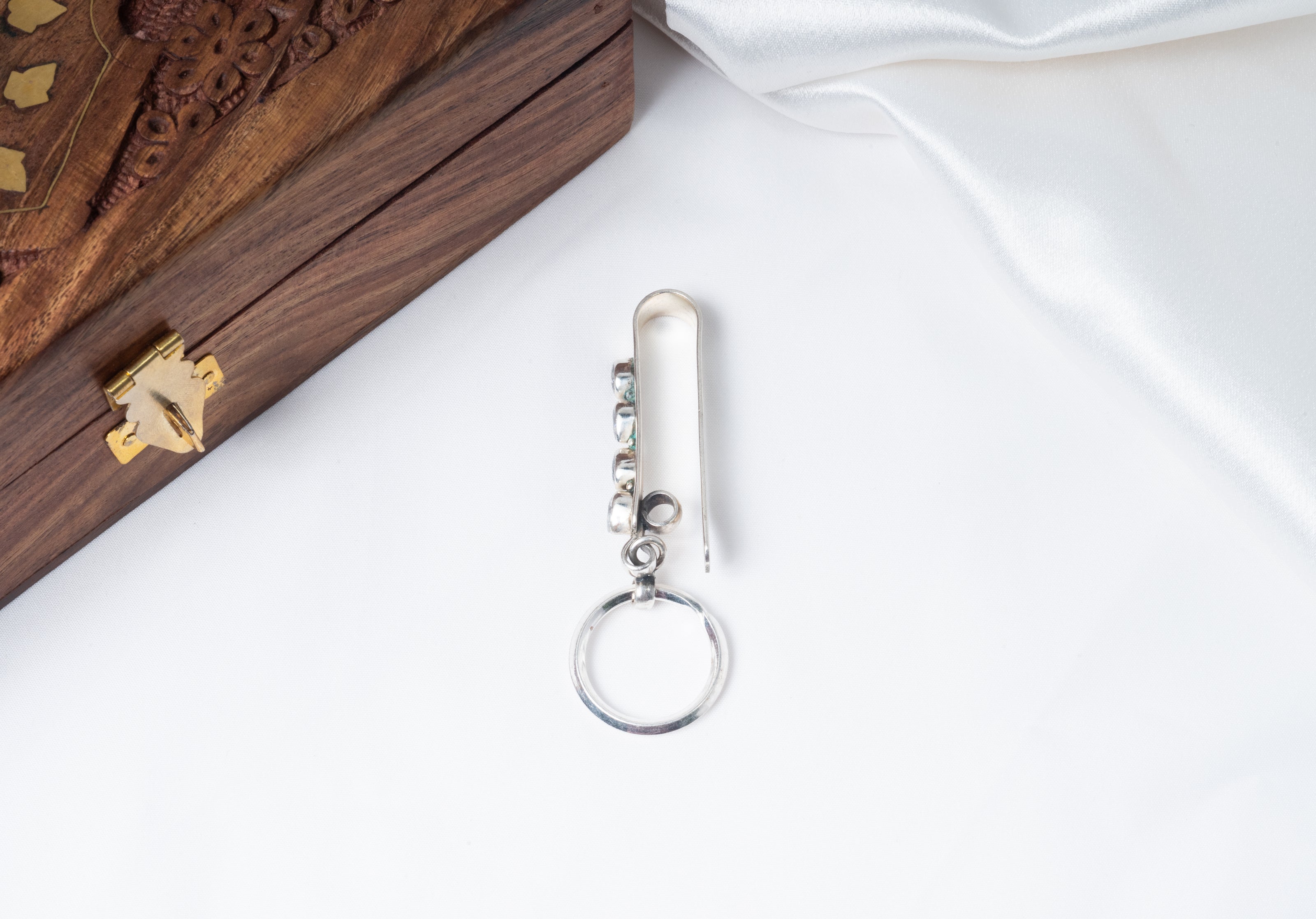 Teardrop Stone 925 Sterling Silver Keychain – Elegant Designer Key Holder