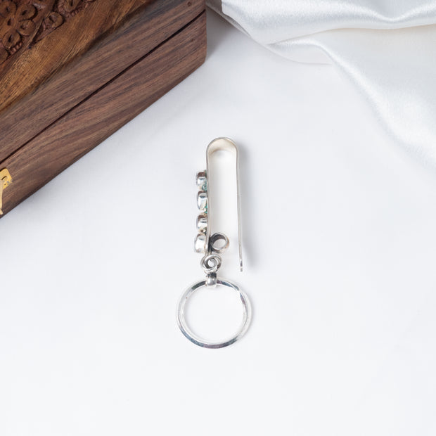 Teardrop Stone 925 Sterling Silver Keychain – Elegant Designer Key Holder