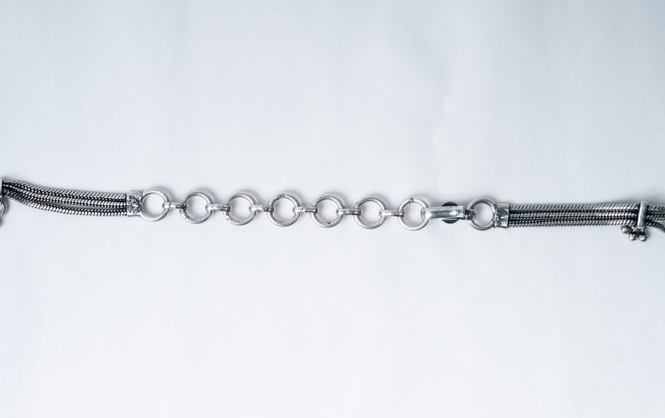 Traditional Multi-Layer 925 Sterling Silver Waist Belt for Women – Antique Design