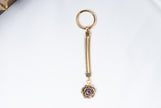 Floral Ruby Stone Gold-Plated 925 Sterling Silver Keychain – Rose Charm Key Holder