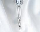 925 Silver Crystal Halo Women’s Watch with Elegant Bracelet Strap