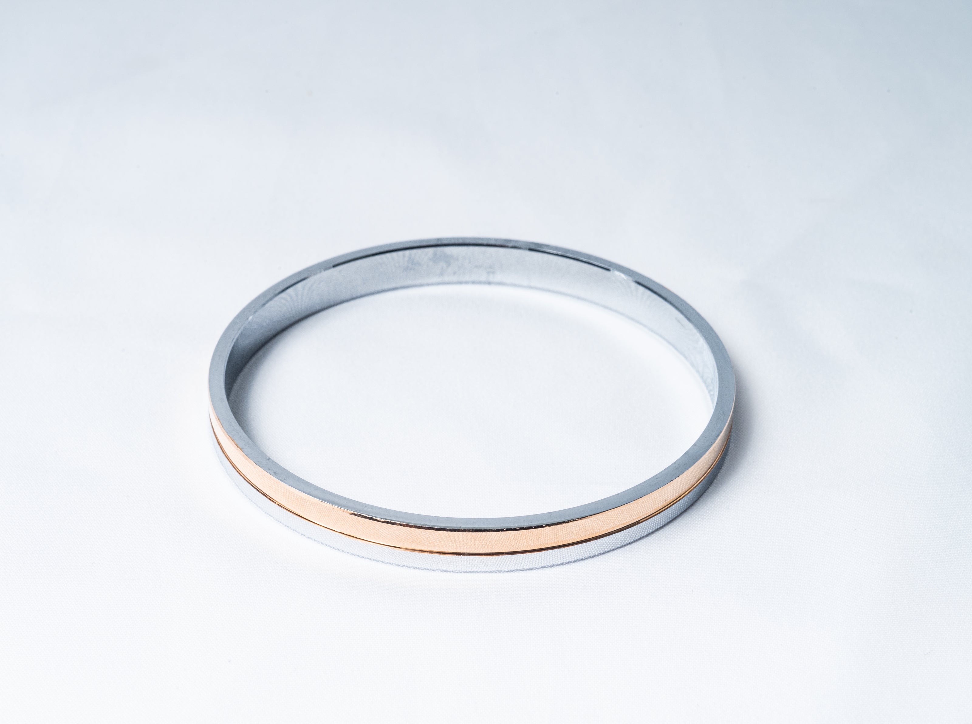 Dual Tone Rose Gold & Silver 925 Sterling Silver Bangle – Minimalist Kada