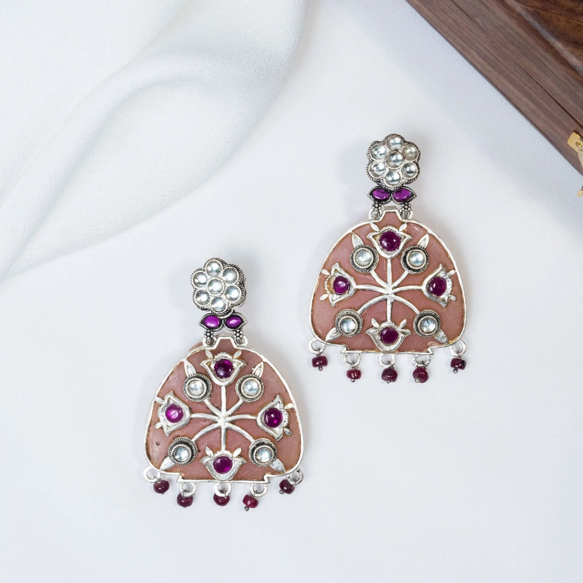 BPink Big Drop Hanging Earrings in 925 Premium Silver Jewelry for Women