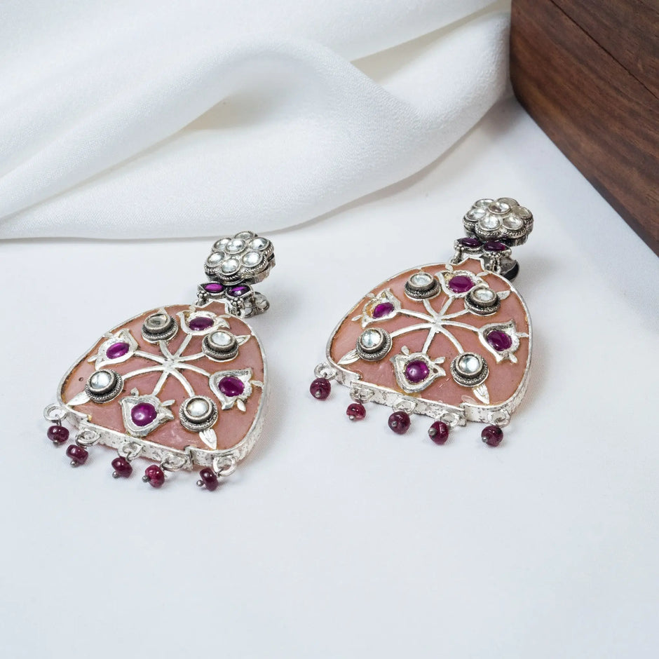 BPink Big Drop Hanging Earrings in 925 Premium Silver Jewelry for Women