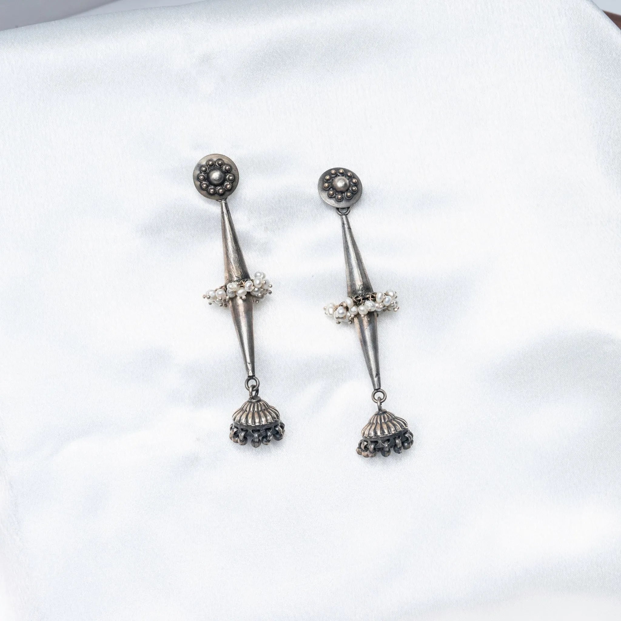 Traditional Belan Jhumka Earrings in 925 Premium Silver Jewelry for Women