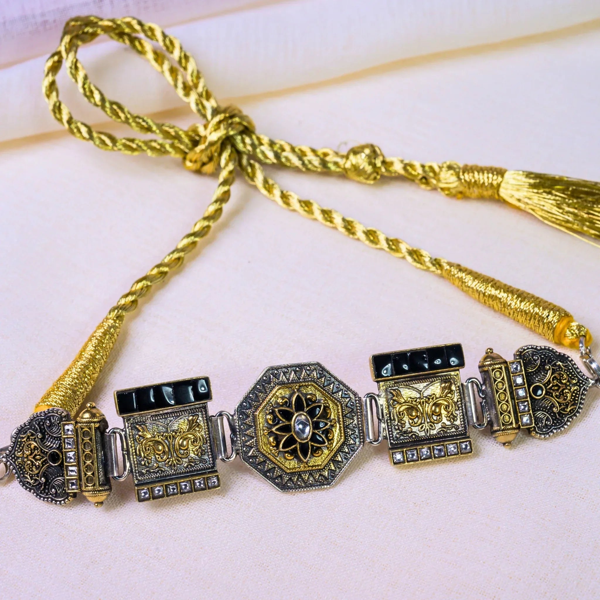 Black Dual Tone Choker - Varenya Galleria