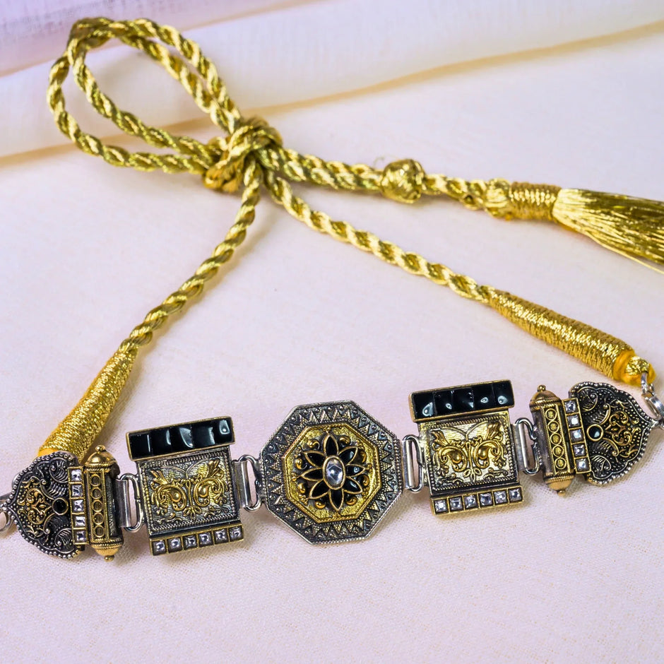 Black Dual Tone Choker - Varenya Galleria