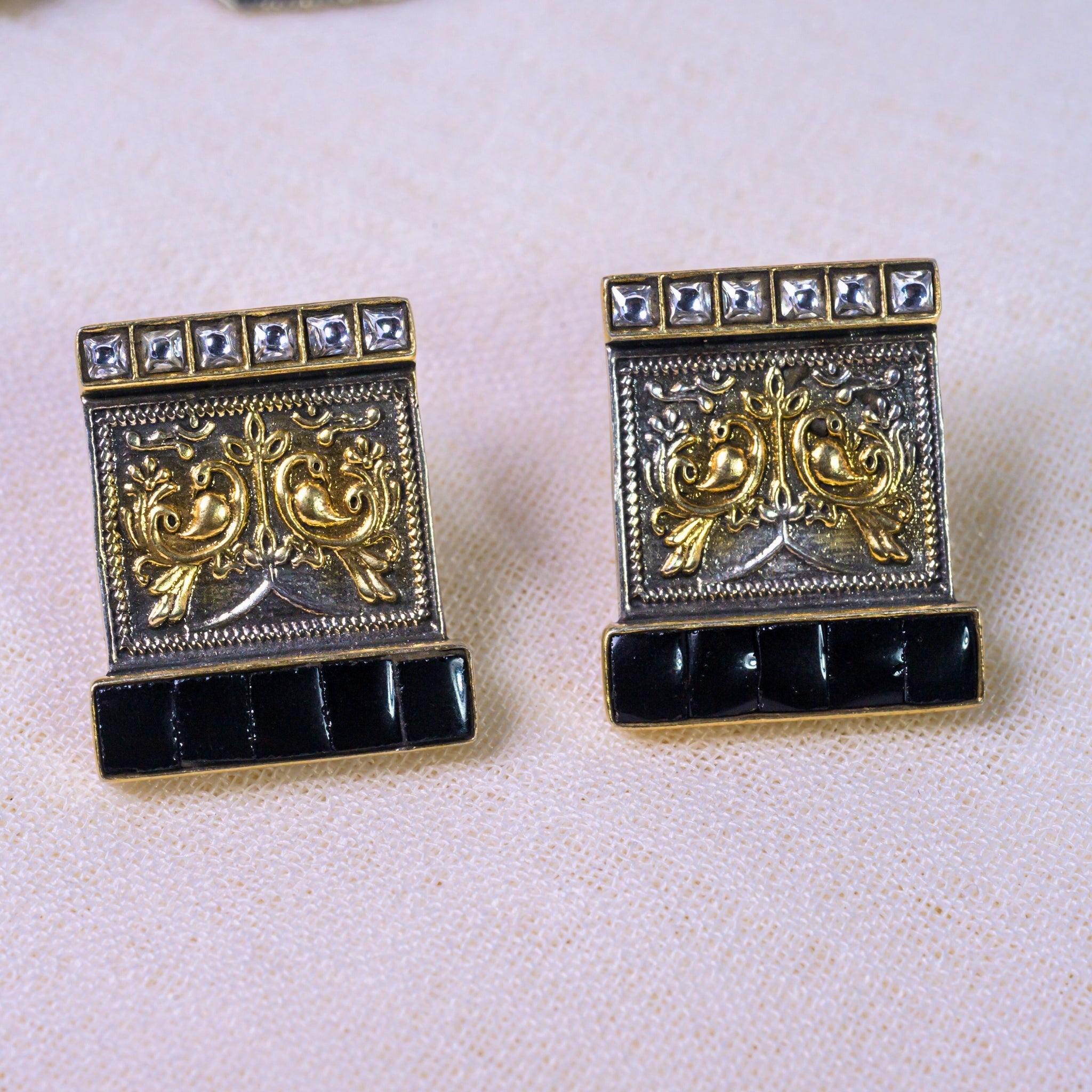 Black Dual Tone Earring