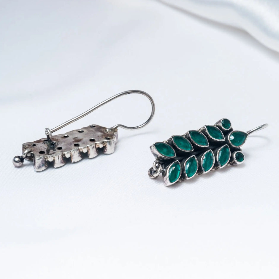 Bright Stone Green Dual Tone Hanging Earrings for Women – 925 Premium Silver Jewelry