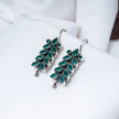 Bright Stone Green Dual Tone Hanging Earrings for Women – 925 Premium Silver Jewelry