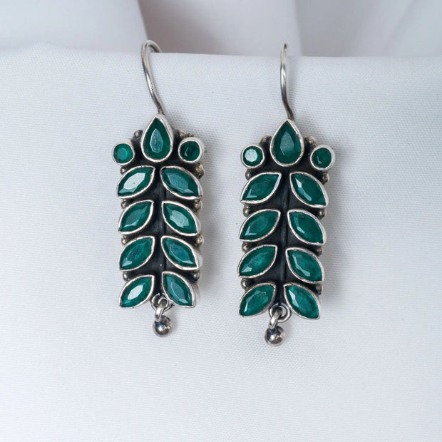 Bright Stone Green Dual Tone Hanging Earrings for Women – 925 Premium Silver Jewelry