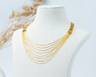 Gold-Plated Multi-Layer Chain Necklace with Traditional Side Motifs