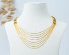 Gold-Plated Multi-Layer Chain Necklace with Traditional Side Motifs