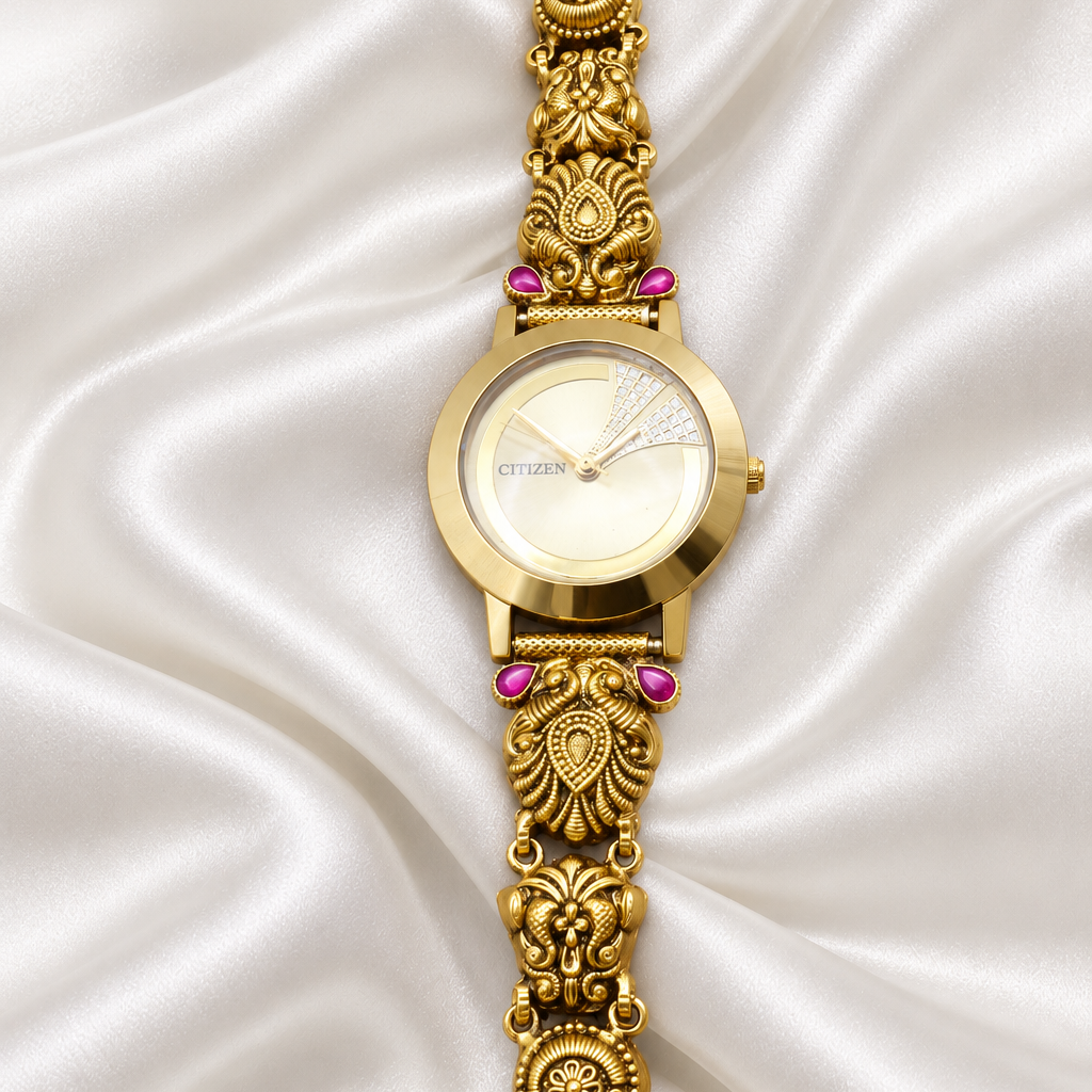 Royal Heritage Peacock 925 Sterling Silver Gold Polished Designer Watch