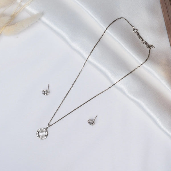 Circle WT Studs Pendant Set in 925 Premium Silver Jewelry