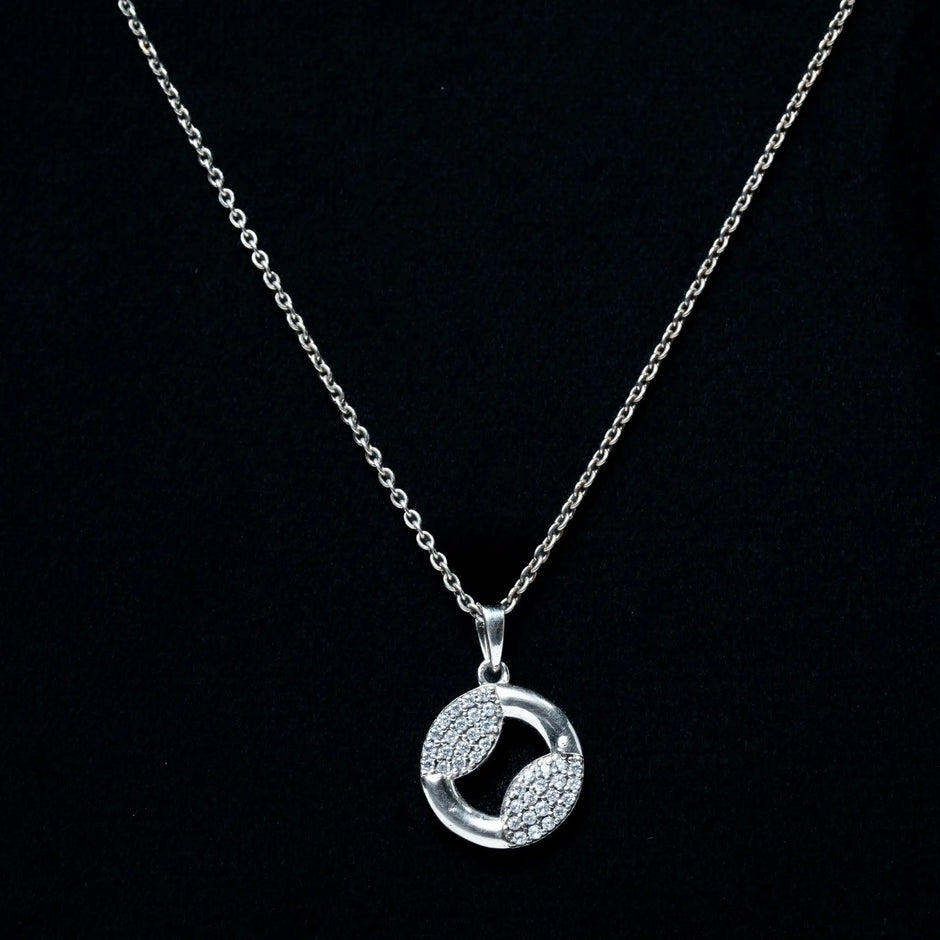Circle WT Studs Pendant Set in 925 Premium Silver Jewelry