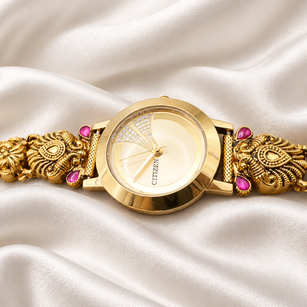 Royal Heritage Peacock 925 Sterling Silver Gold Polished Designer Watch