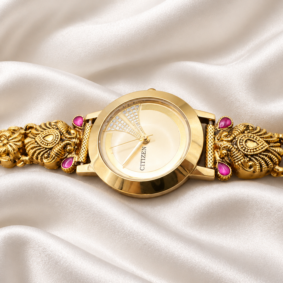Royal Heritage Peacock 925 Sterling Silver Gold Polished Designer Watch