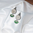925 Premium Crescent Emerald Circle Silver Earrings