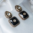 925 Premium Silver Jewelry Deep Kundan B Stone Semi Hanging Earrings for Women