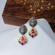 925 Premium Diya Kamal Silver Hanging Earrings