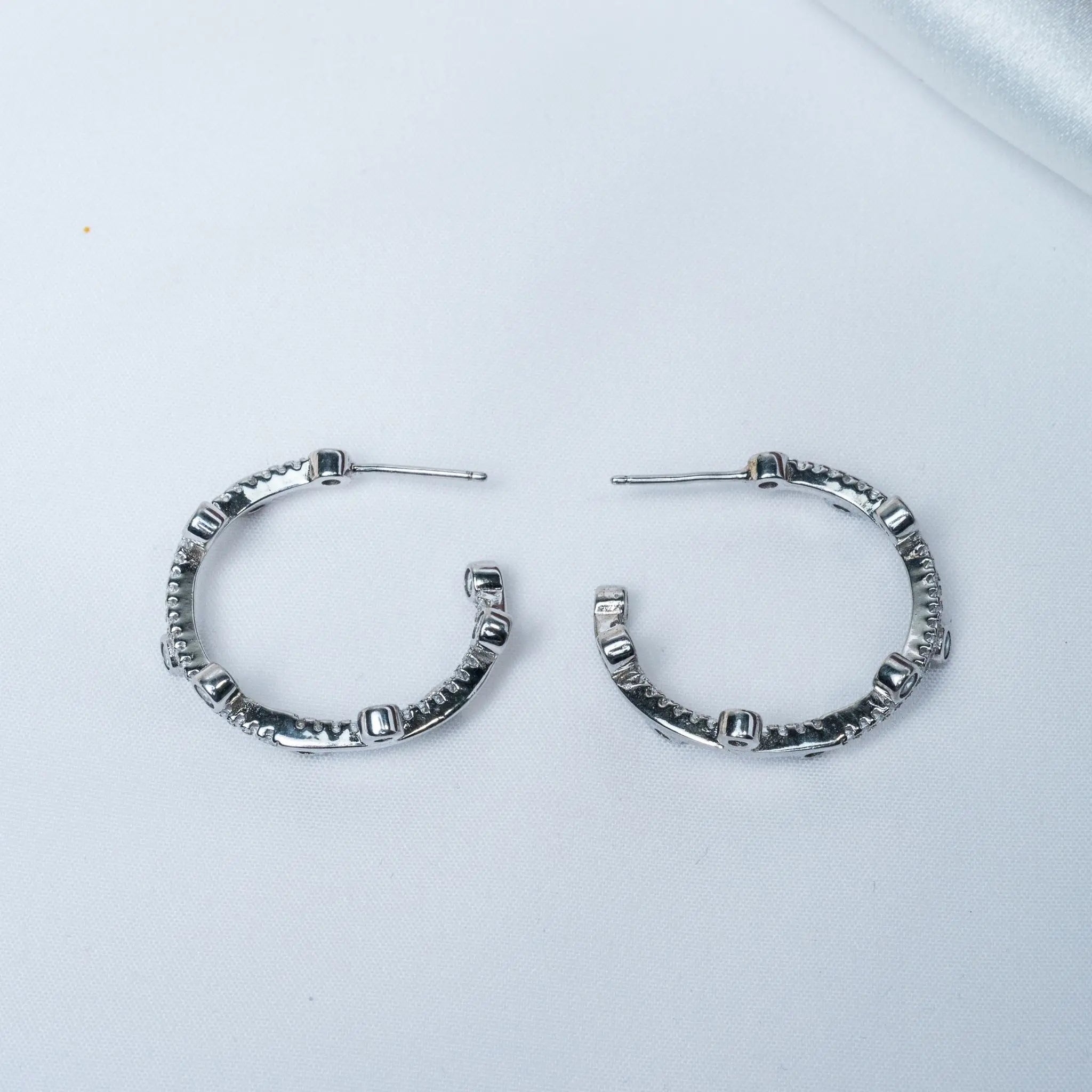 Dot CZ Hoop Earrings in 925 Premium Silver Jewelry for Women