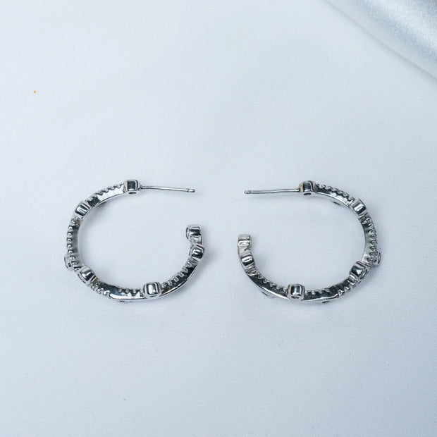Dot CZ Hoop Earrings in 925 Premium Silver Jewelry for Women