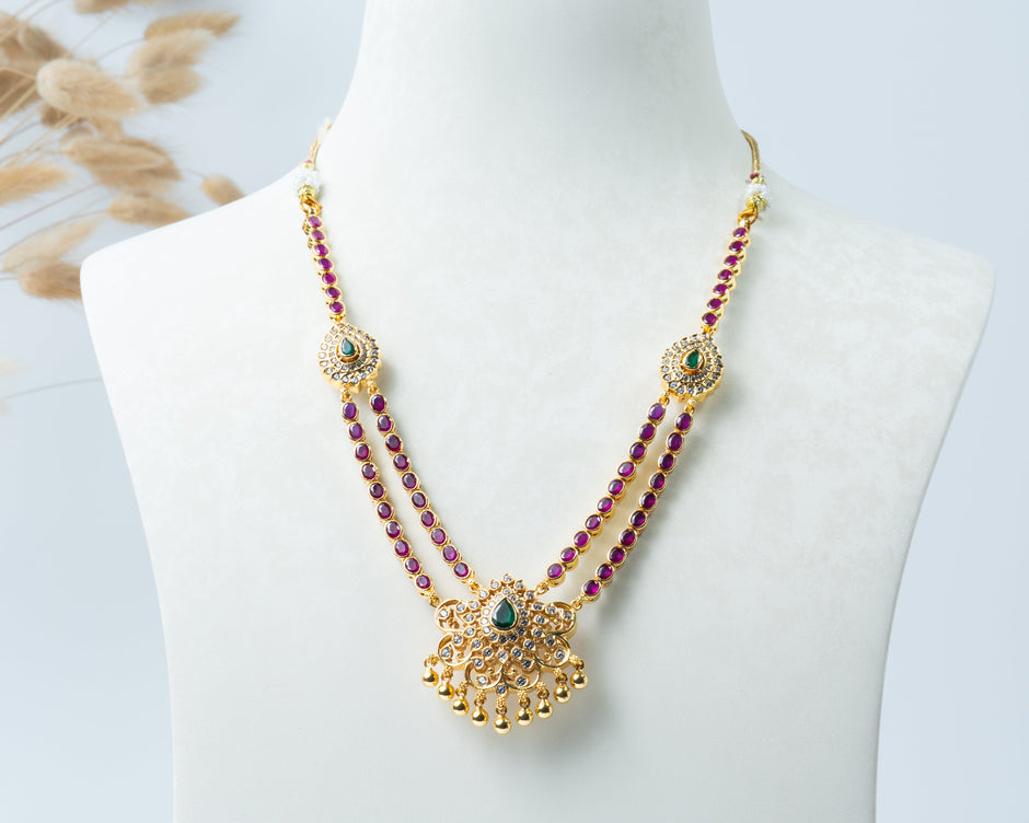 2-in-1 Reversible Ruby & Emerald Stone Flip Necklace