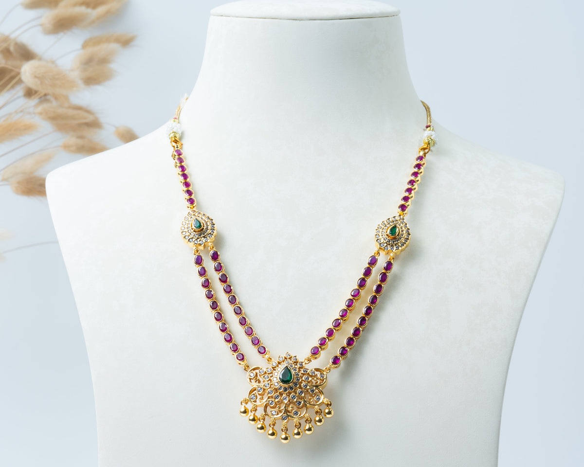 2-in-1 Reversible Ruby & Emerald Stone Flip Necklace