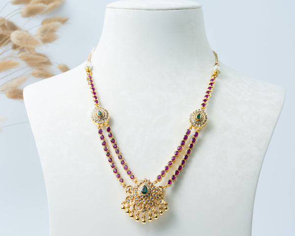 2-in-1 Reversible Ruby & Emerald Stone Flip Necklace