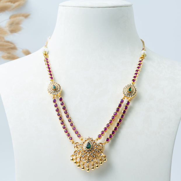 2-in-1 Reversible Ruby & Emerald Stone Flip Necklace