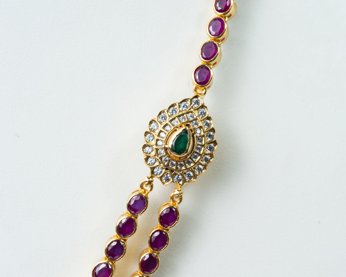 2-in-1 Reversible Ruby & Emerald Stone Flip Necklace