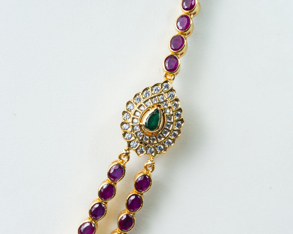 2-in-1 Reversible Ruby & Emerald Stone Flip Necklace