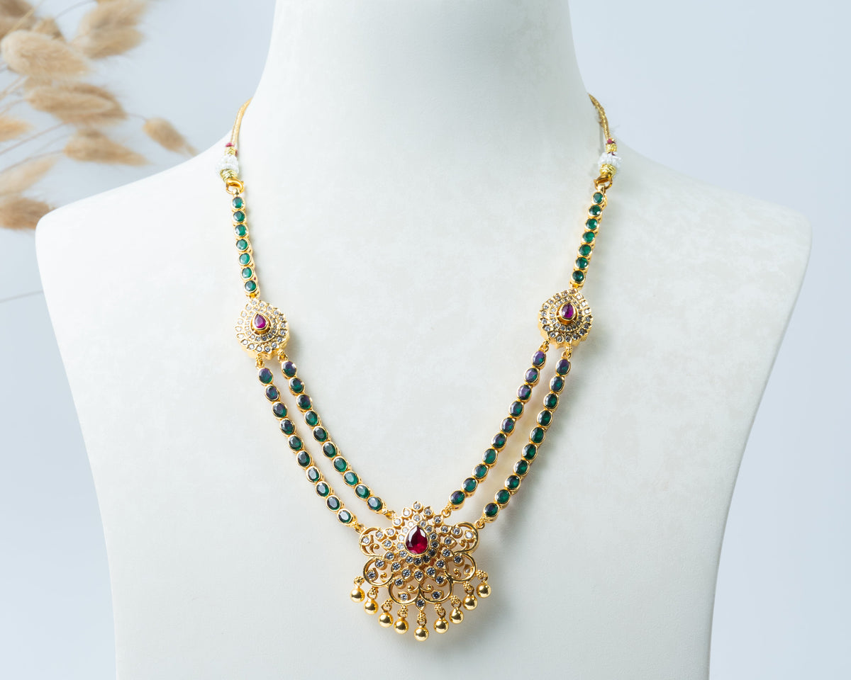 2-in-1 Reversible Ruby & Emerald Stone Flip Necklace