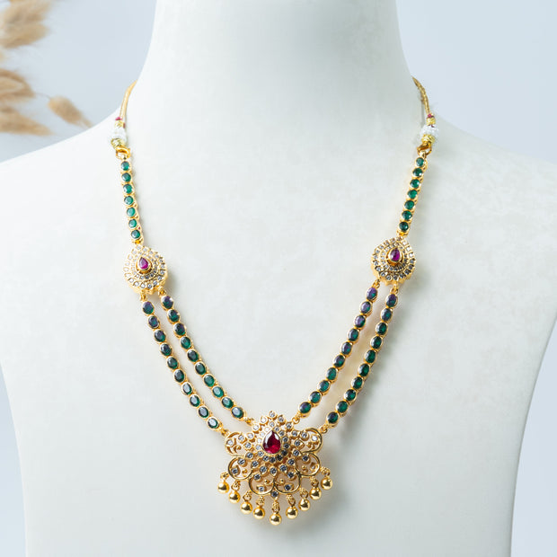 2-in-1 Reversible Ruby & Emerald Stone Flip Necklace