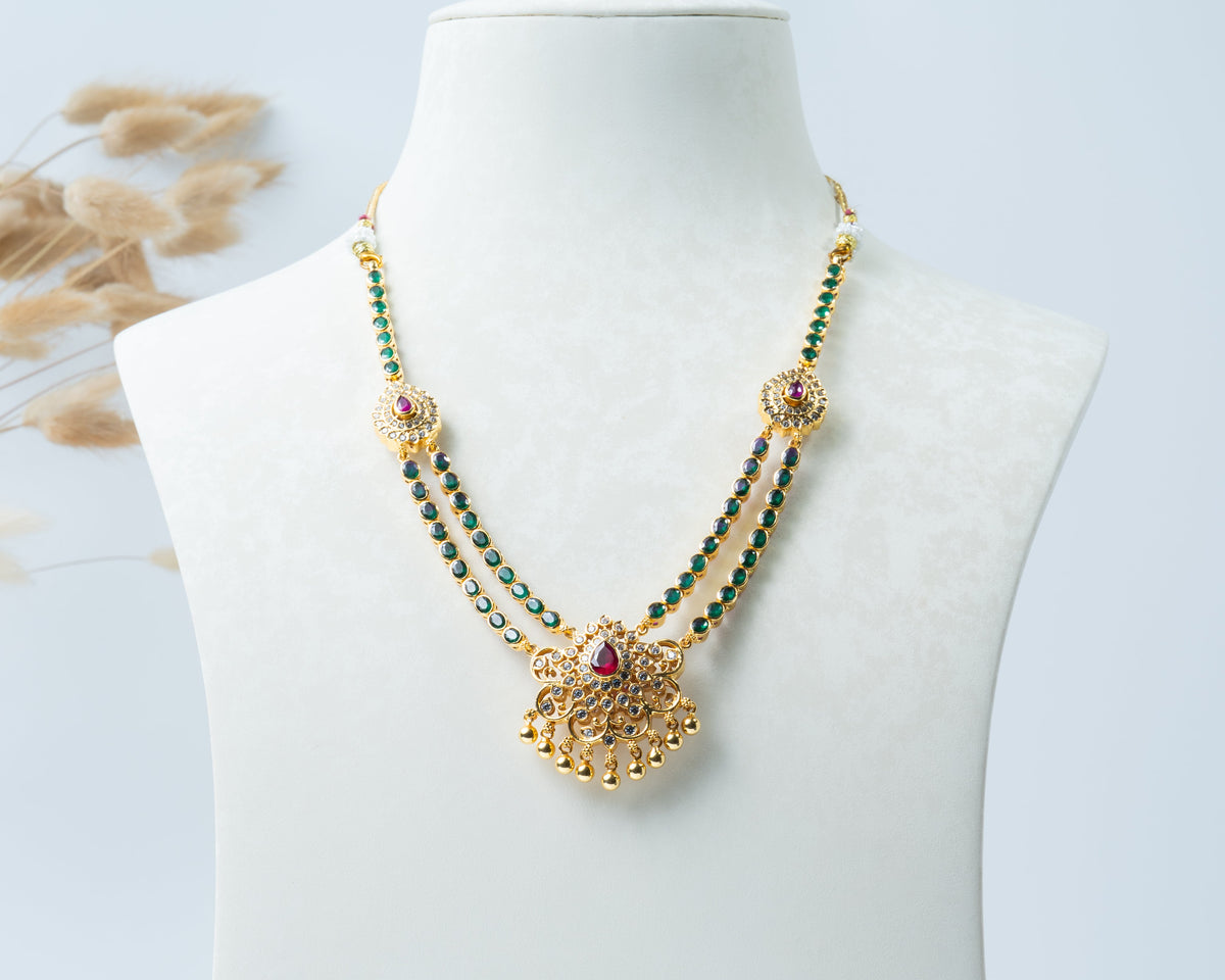 2-in-1 Reversible Ruby & Emerald Stone Flip Necklace