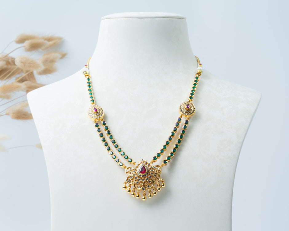 2-in-1 Reversible Ruby & Emerald Stone Flip Necklace