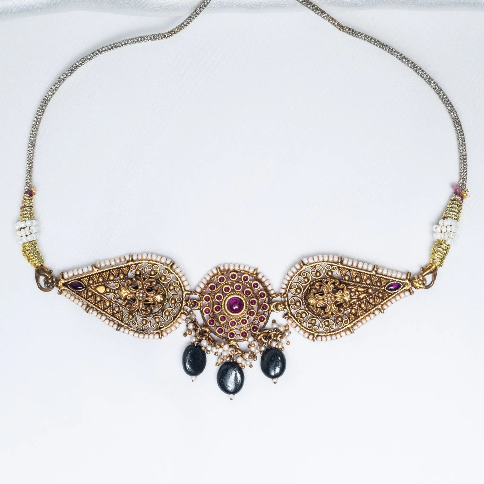 925 Premium Silver EW Dual Leaf Choker Necklace