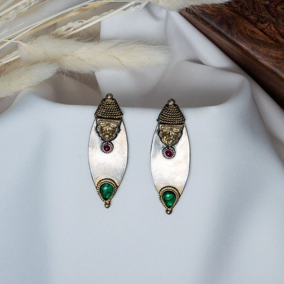 Stylish Egyptian Dual Tone Hanging Earrings in 925 Premium Silver Jewelry for Women