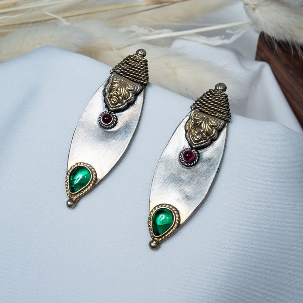 Stylish Egyptian Dual Tone Hanging Earrings in 925 Premium Silver Jewelry for Women