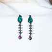 Graceful Emerald Long Pearl Hanging Earrings in 925 Premium Silver Jewelry for Women