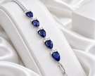 Silver Tone Blue Teardrop Five-Stone Bracelet