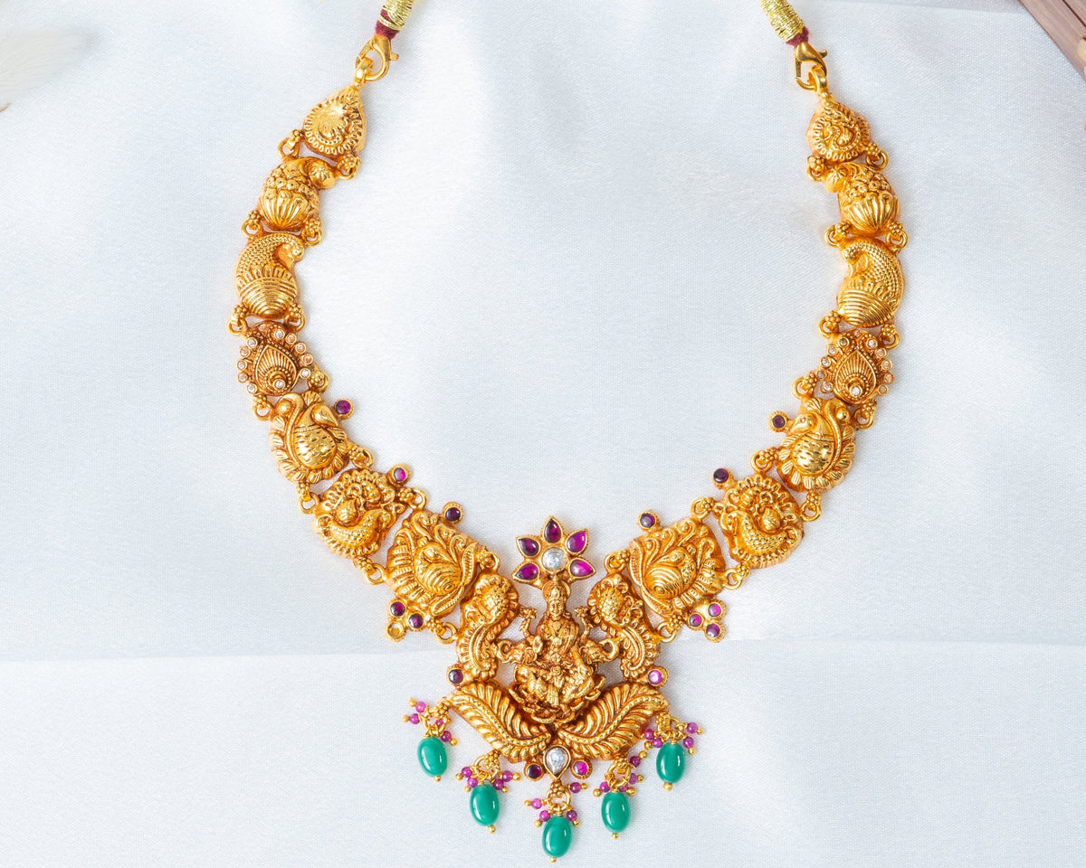 Lakshmi Peacock Gold-Plated Temple Choker