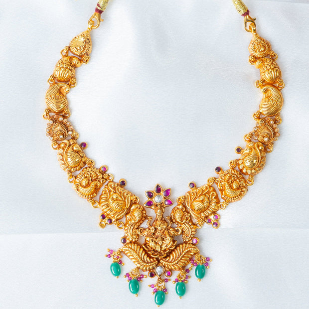 Lakshmi Peacock Gold-Plated Temple Choker