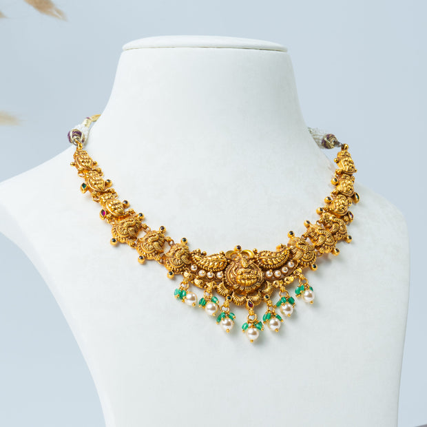 Lakshmi Peacock Gold-Plated Temple Choker