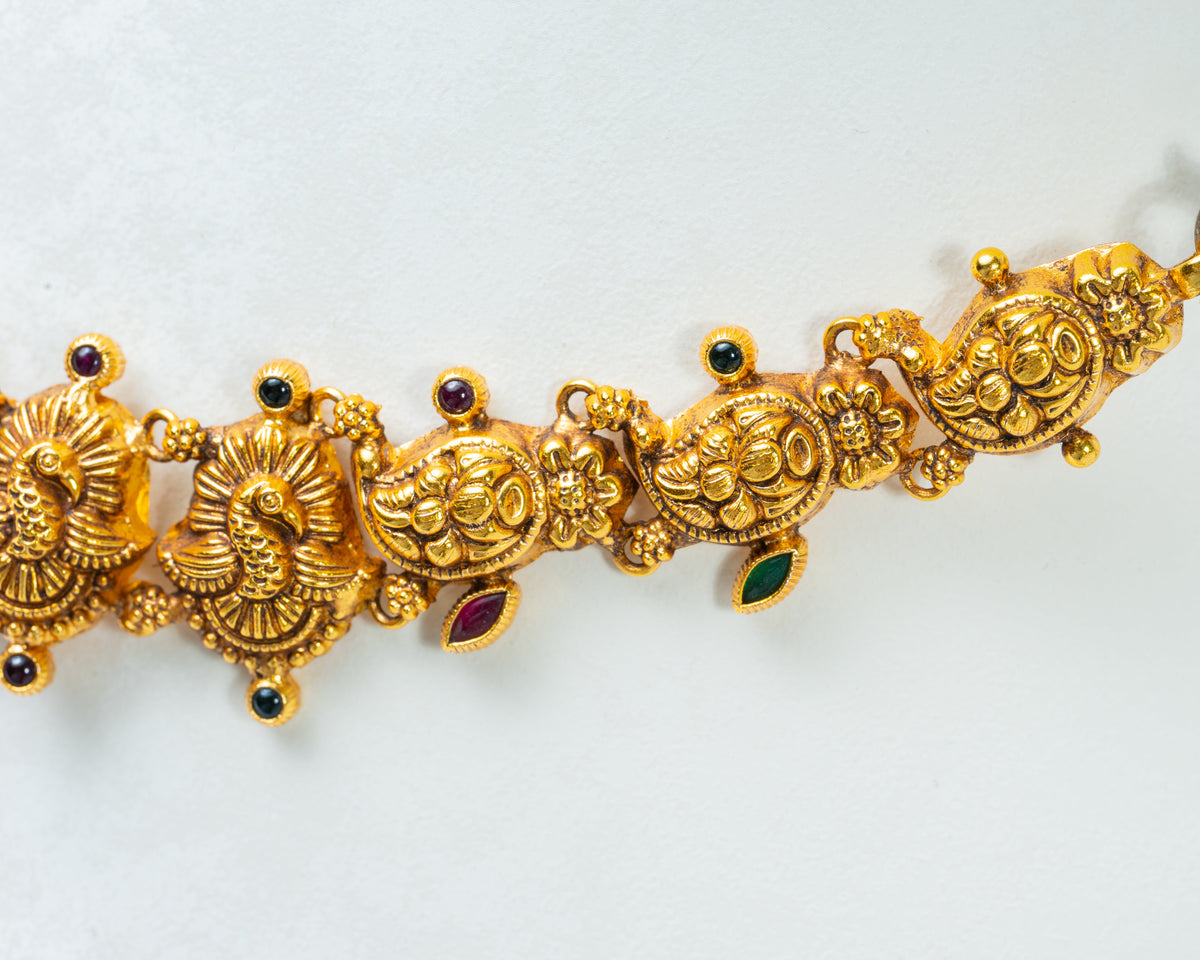 Lakshmi Peacock Gold-Plated Temple Choker