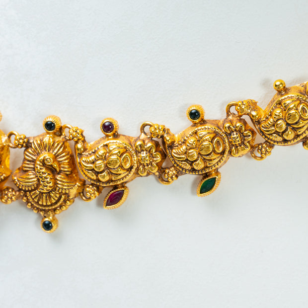 Lakshmi Peacock Gold-Plated Temple Choker